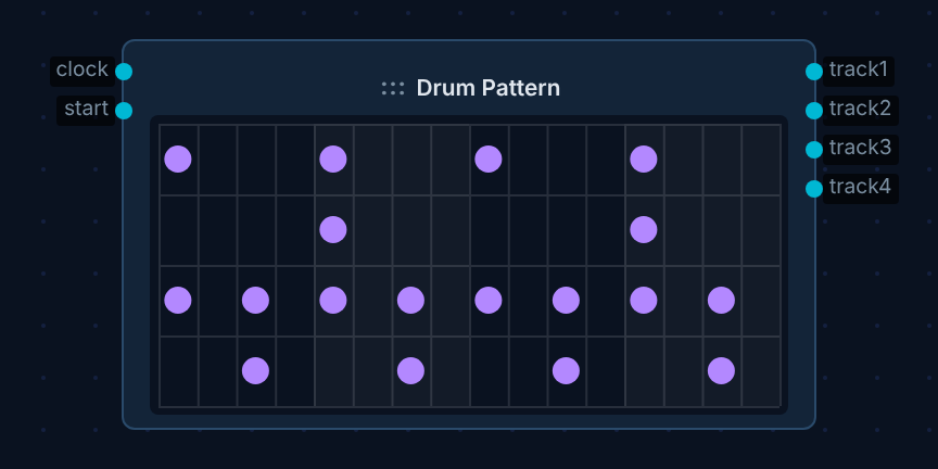 drum-pattern node on canvas