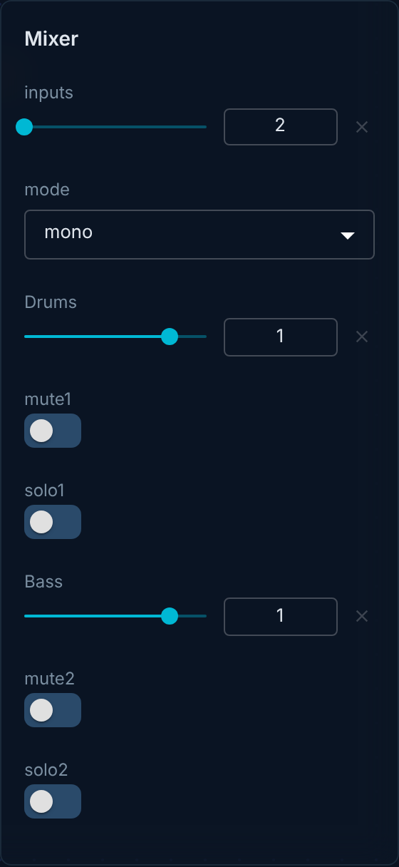 mixer inspector panel