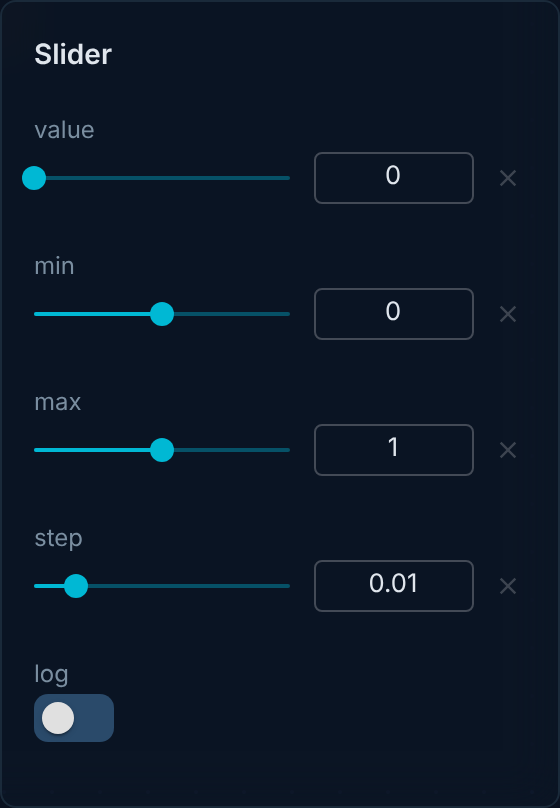 slider inspector panel